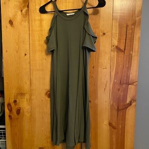 Olive Green Open Shoulder Dress